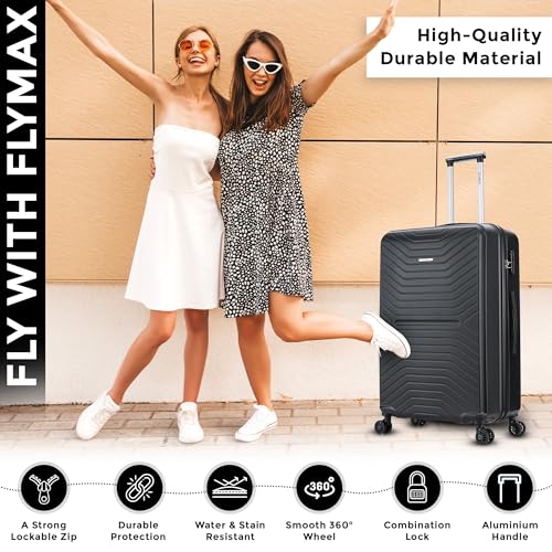Detalle de FLYMAX 24 Inch Medium Suitcase: 69 Litre ABS 4-Wheel Hard Shell with 3-Digit Lock and Telescopic Handle