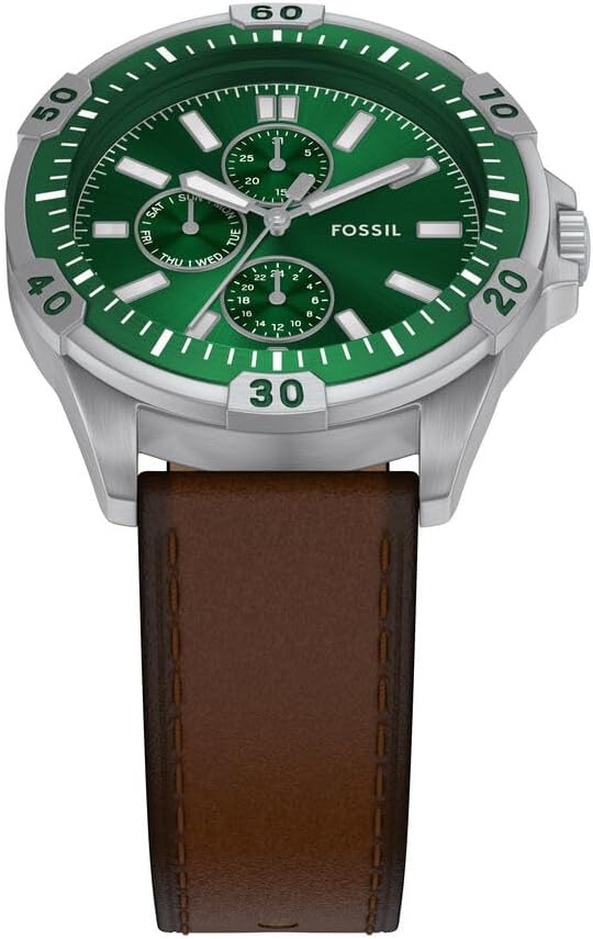 Detalle 2 de FOSSIL Garrett Uhr für Herren – Quarz Multifunktionsuhr mit Edelstahl- oder Lederarmband