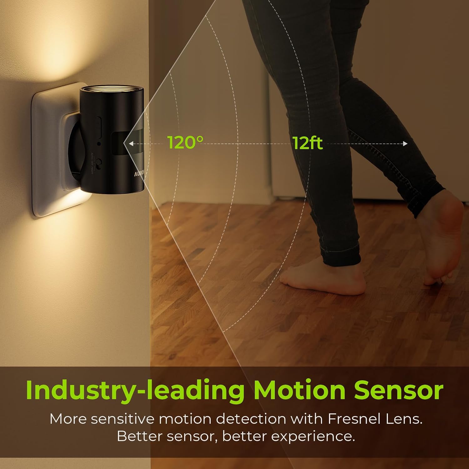 Detalle 2 de AUVON Night Light 2-pack, 1–100LM adjustable motion sensor