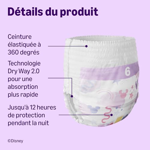 Detalle de Couches d'apprentissage Disney par Amazon, taille 6 (plus de 15 kg), 120 unités — 2 paquets de 60