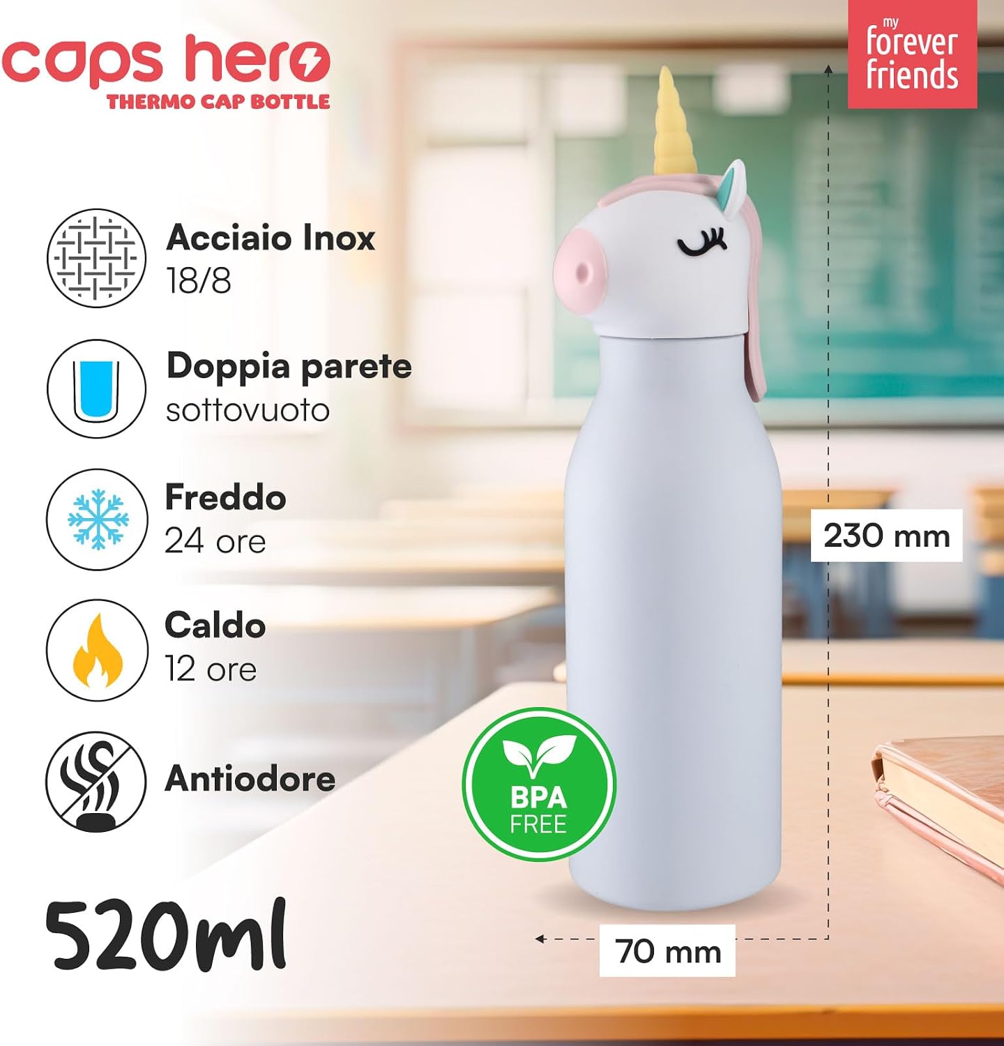 Thumbnail 1 de CapsHero Unicorno 520ml borraccia termica