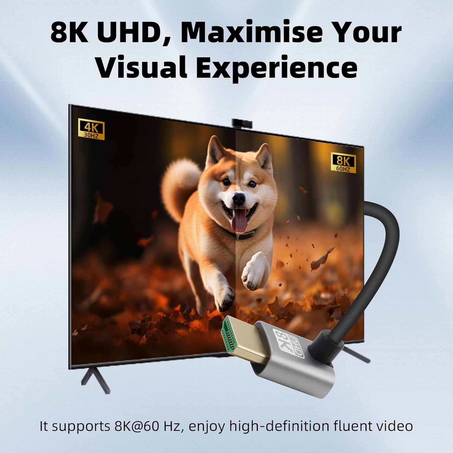 Thumbnail 2 de RIIEYOCA 8K 270° HDTV Short Cable – 0.5m up-angle HDMI 8K/60Hz, 48Gbps, ARC, 3D