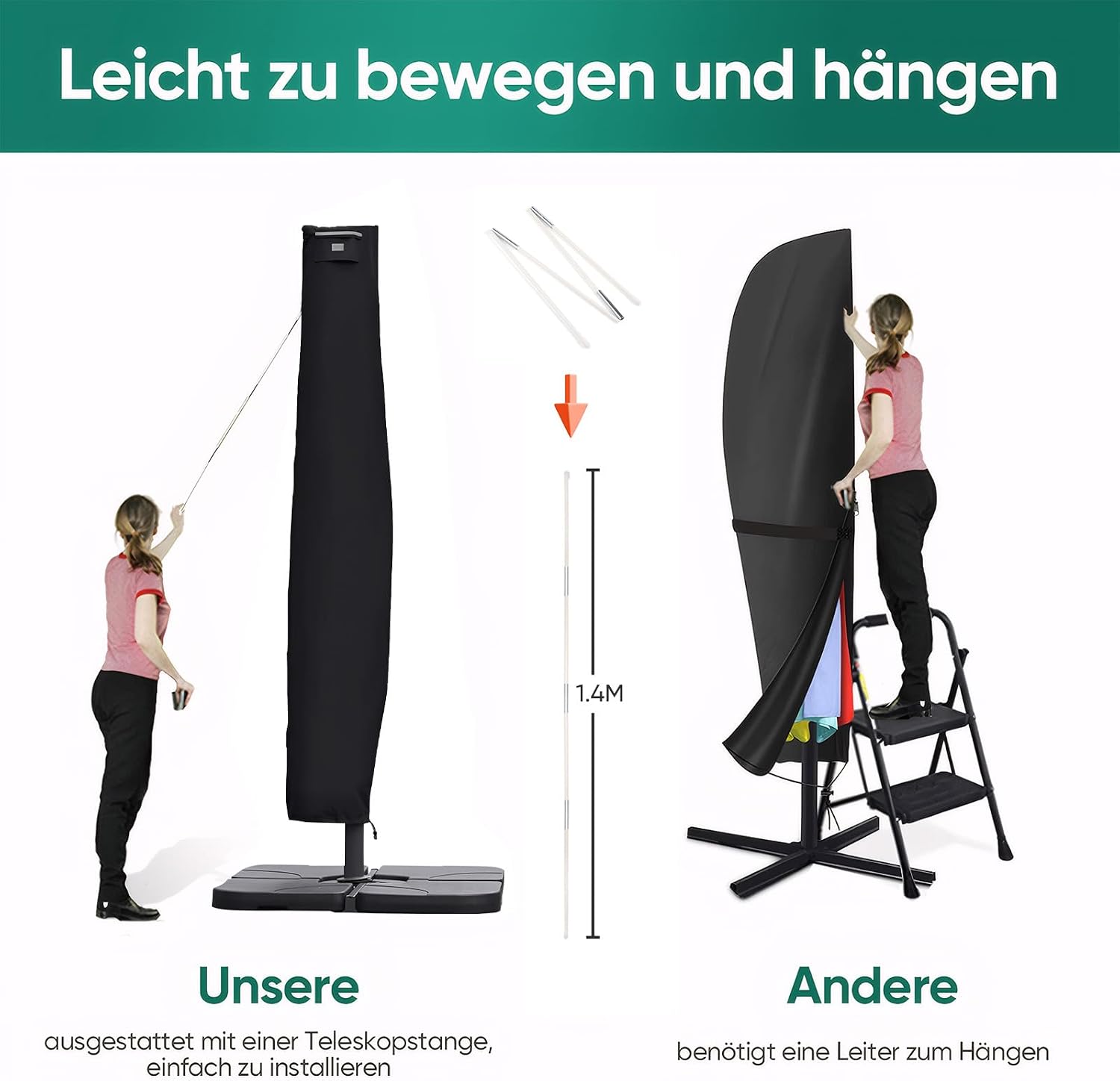 Thumbnail 4 de Sekey Custodia Ultra Resistente per Ombrello Sospeso 260x65 cm – Tessuto Oxford 600D Impermeabile