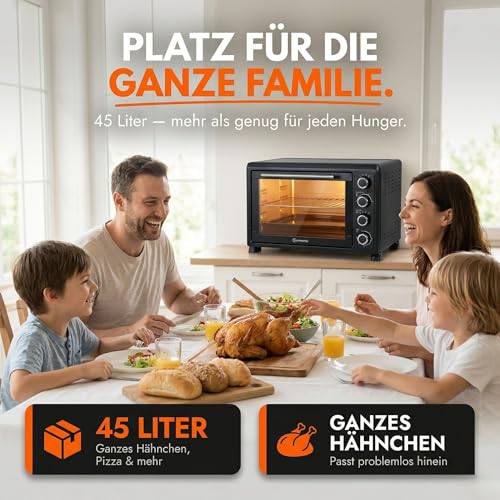 Thumbnail 4 de Sommertal Minibackofen 45L | 2000W mit Drehspieß, Umluft und 60 Min Timer