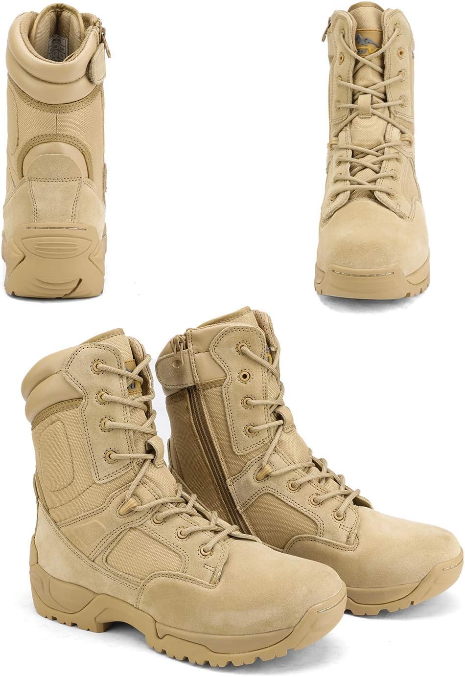 Thumbnail 6 de NORTIV 8 Men’s Military Tactical Work Boots (Side Zip Leather Outdoor & Motorcycle Boots) — Hiking-Ready Support