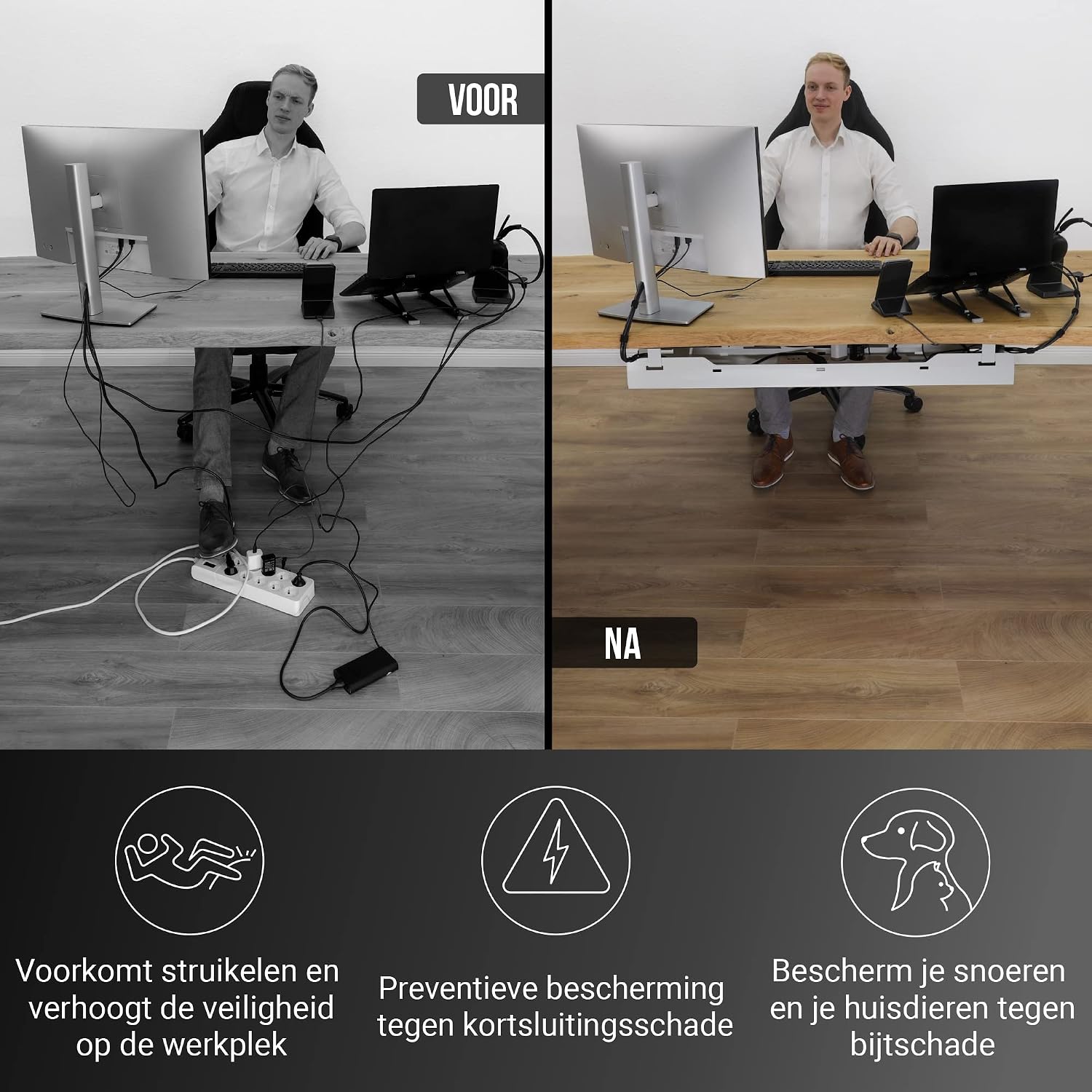 Detalle 2 de Ultimate Setup kabelgoot voor bureau, openklapbaar, wit, draagvermogen tot 15 kg