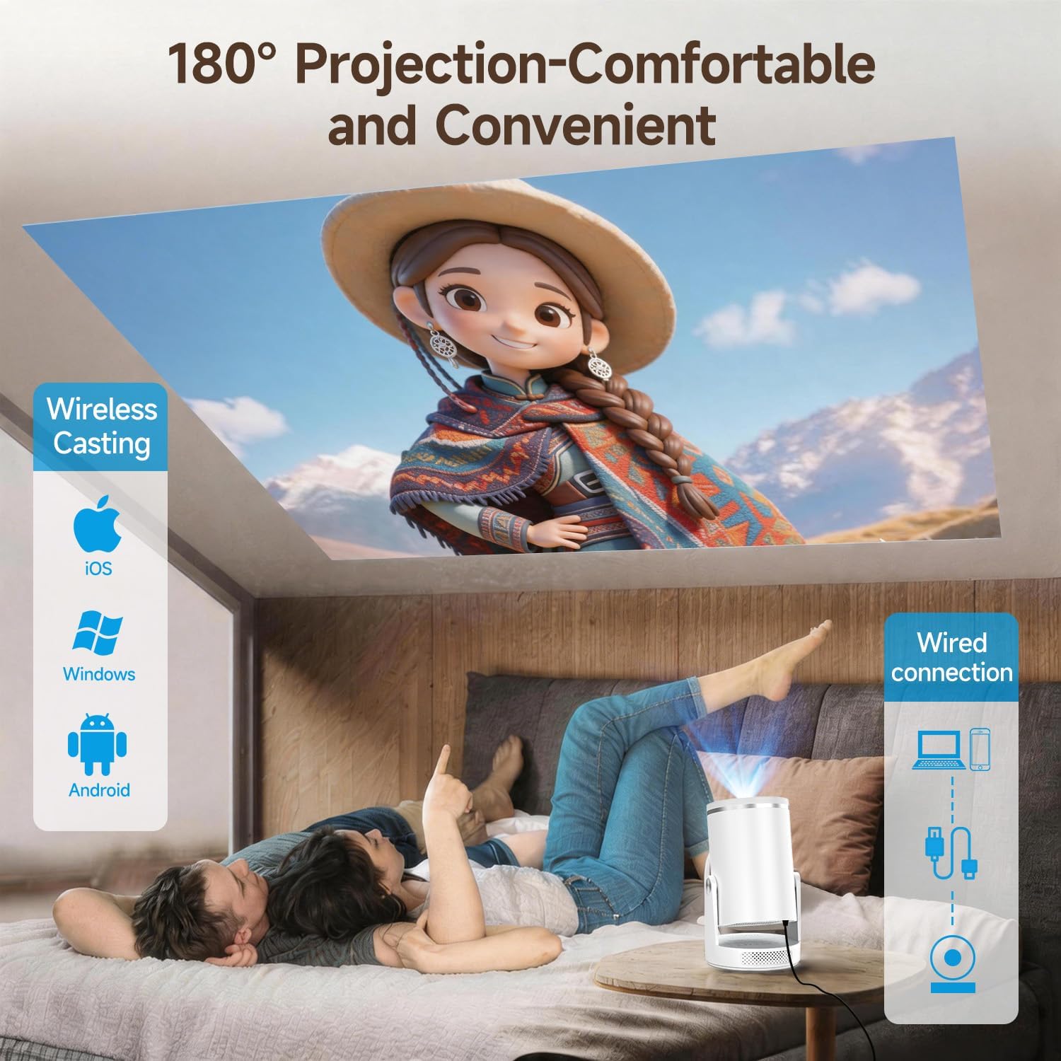 Detalle 2 de Magcubic HY320Pro Mini Projector with WiFi 6, Bluetooth 5.4, and Android 14