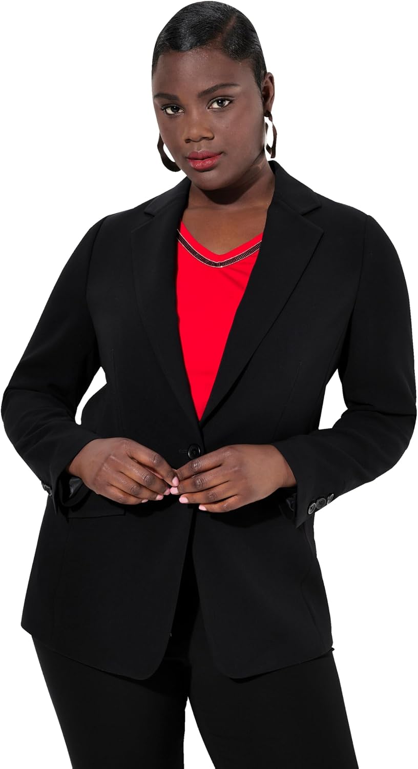 Thumbnail 6 de Ulla Popken Femme Grandes Tailles Blazer à revers, poches à rabat et fermeture boutonnée – 811944