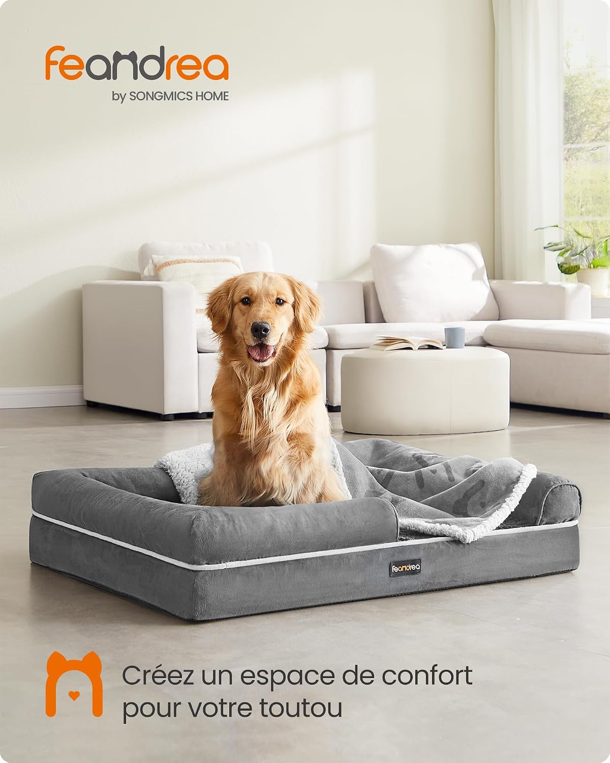 Detalle 2 de Feandrea Panier orthopédique pour chien 106 × 76 × 18 cm
