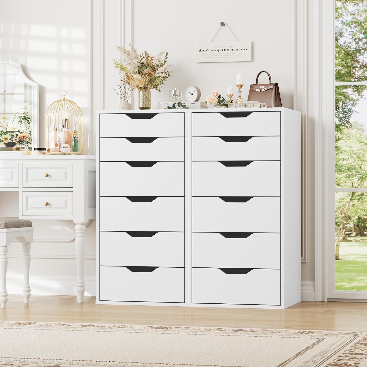 Detalle de FOREHILL M279 6-Drawer Chest of Drawers, White, 45 x 40 x 90.5 cm
