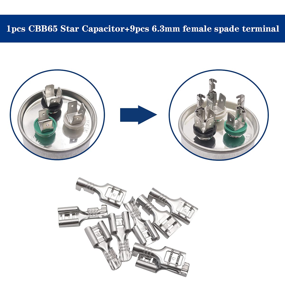 Detalle de Tnisesm dual run capacitor 45+5 uF
