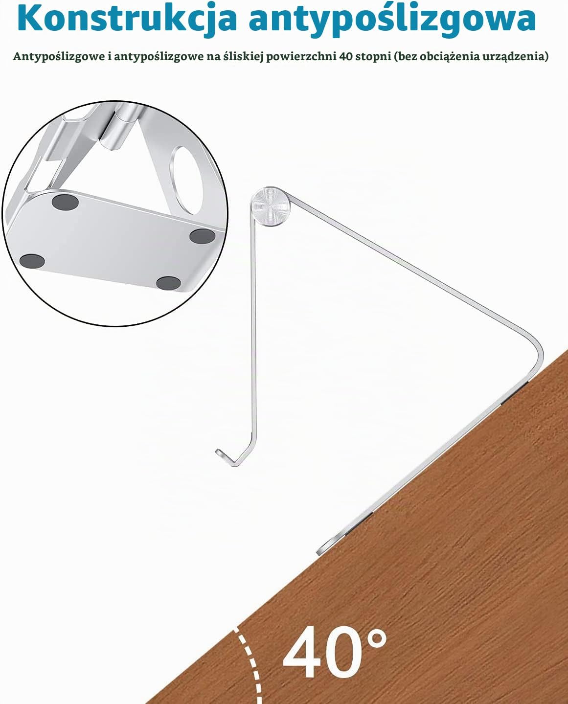 Thumbnail 6 de OMOTON om-ipad pro stand silver – aluminiowy stojak na tablet, regulowany