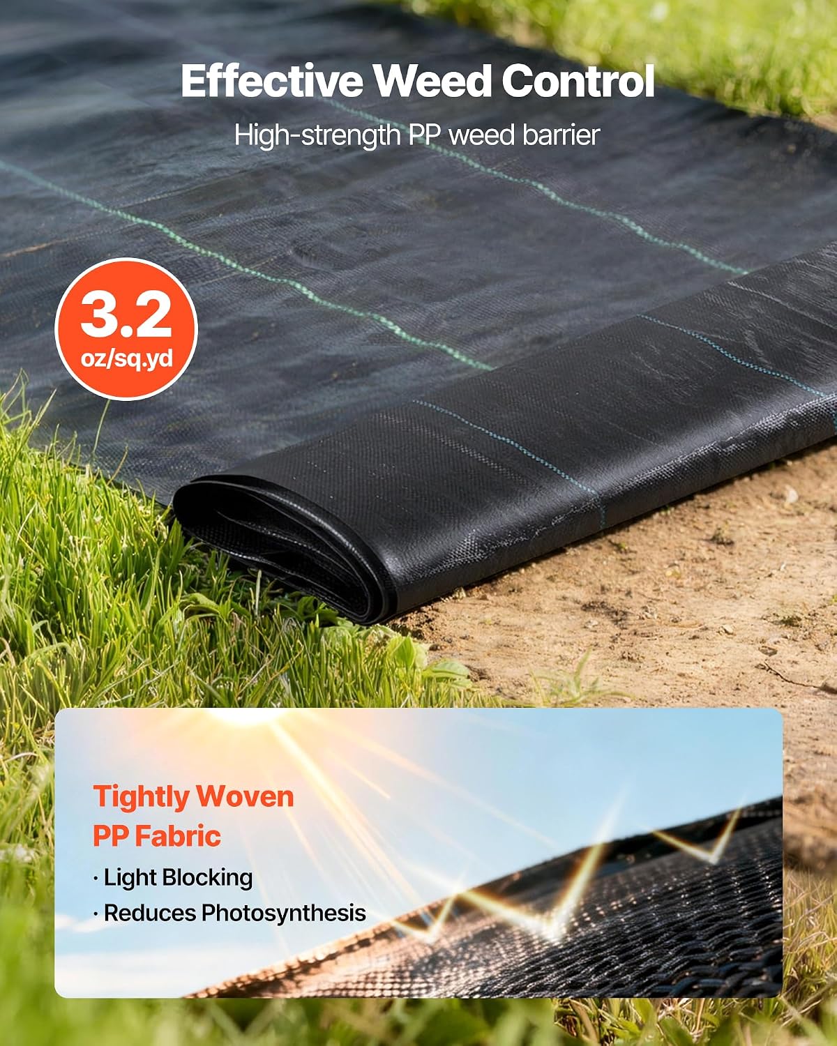 Detalle 2 de VEVOR Weed Barrier Fabric, 3 x 100 ft
