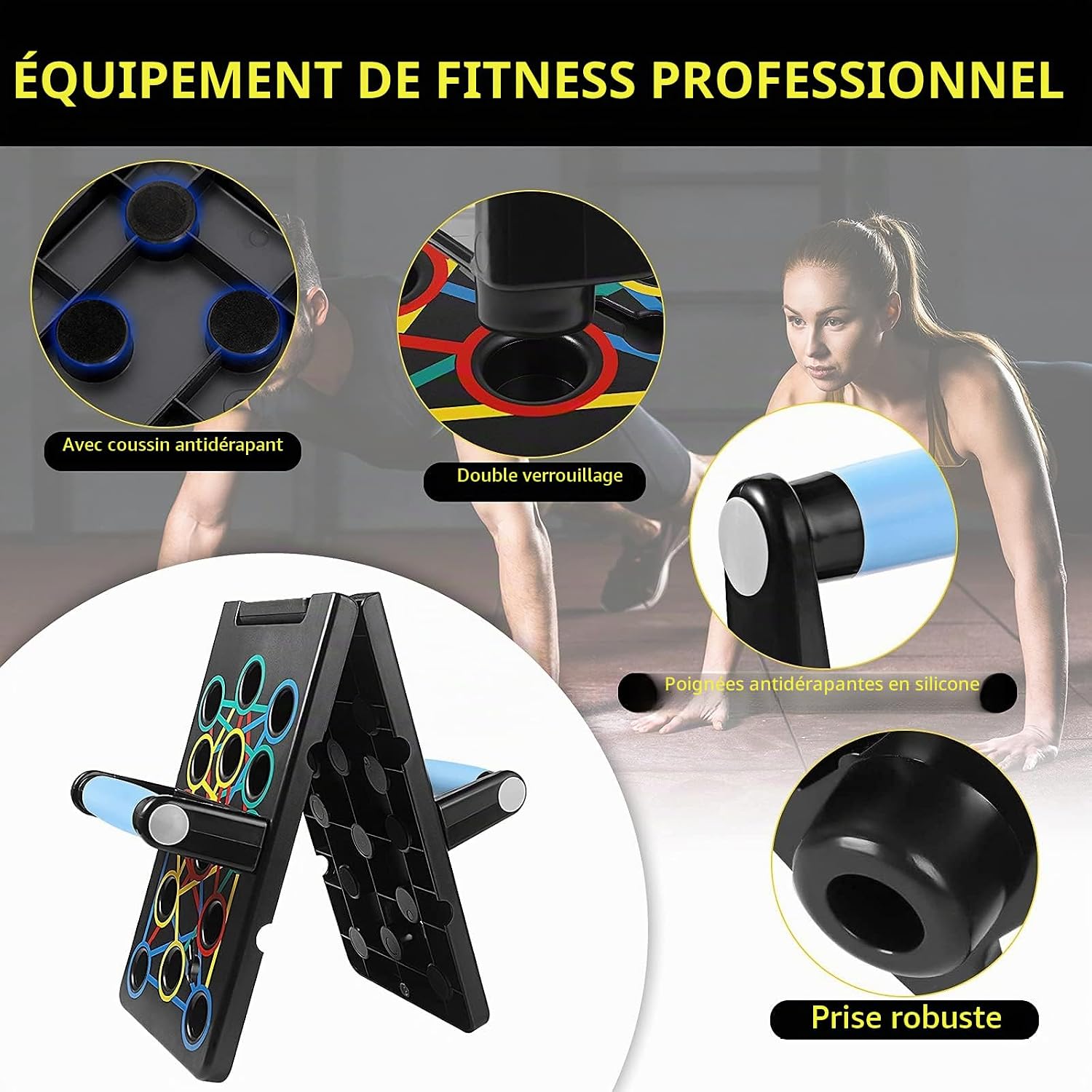 Thumbnail 4 de Push Up Board Pliable Ensemble de planches push-up 24 en 1 — portable et robuste pour la maison