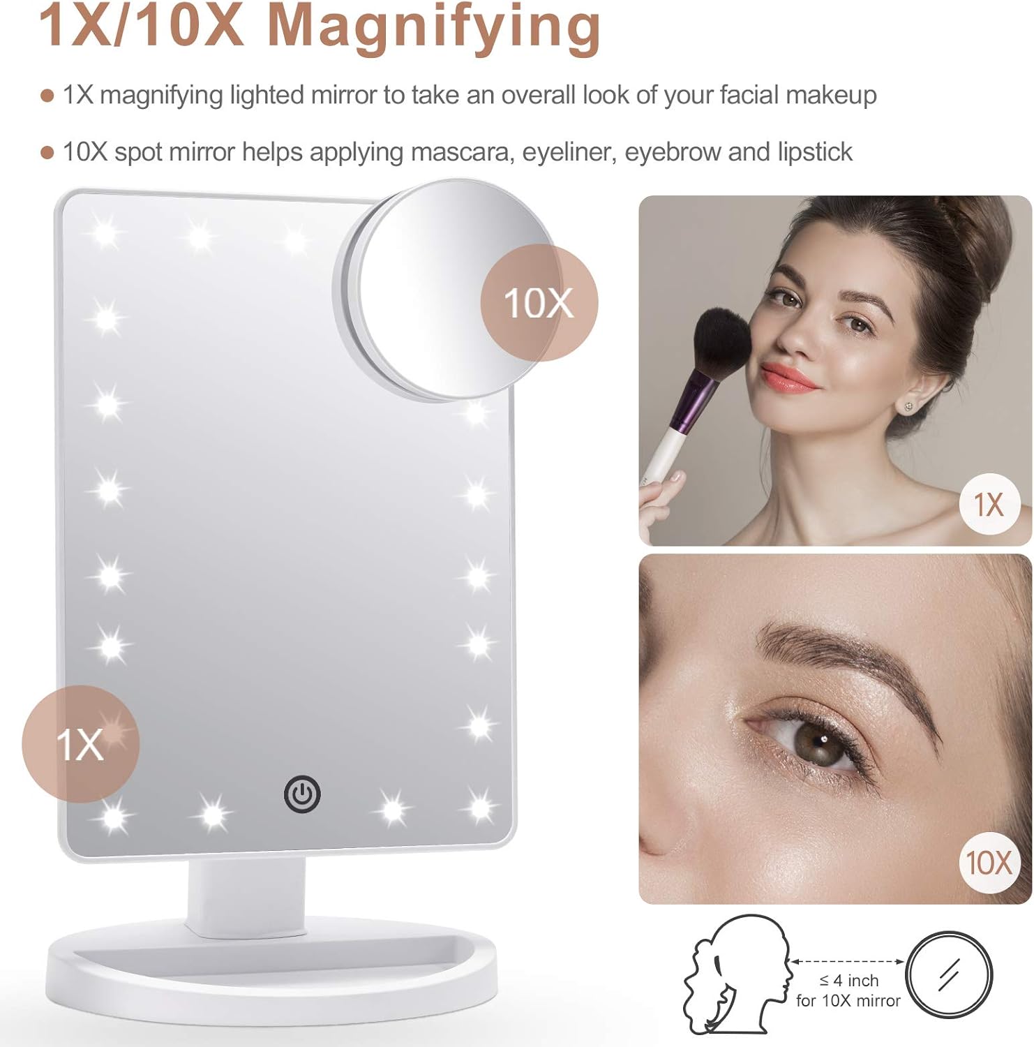 Detalle 2 de FASCINATE Makeup Vanity Mirror 10X magnification 💄