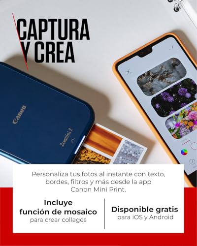 Detalle 2 de Canon Zink™ Papel Fotográfico Adhesivo 5x7,6 cm (50 Hojas) para Zoemini ZINK: Pegatinas desde el móvil