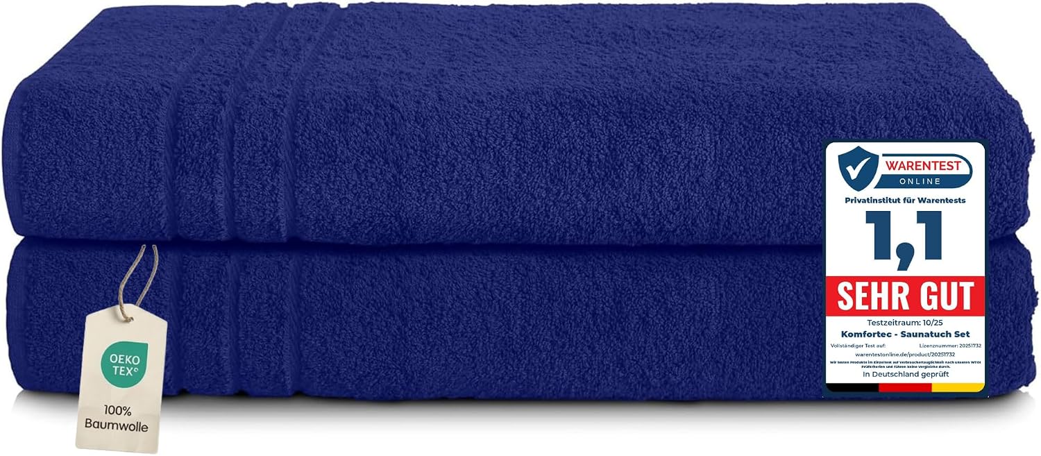Thumbnail 6 de Komfortec Lot de 2 Serviettes de Sauna 80 x 200 cm – 100% Coton XXL, Gris Anthracite et Rouge Aurore