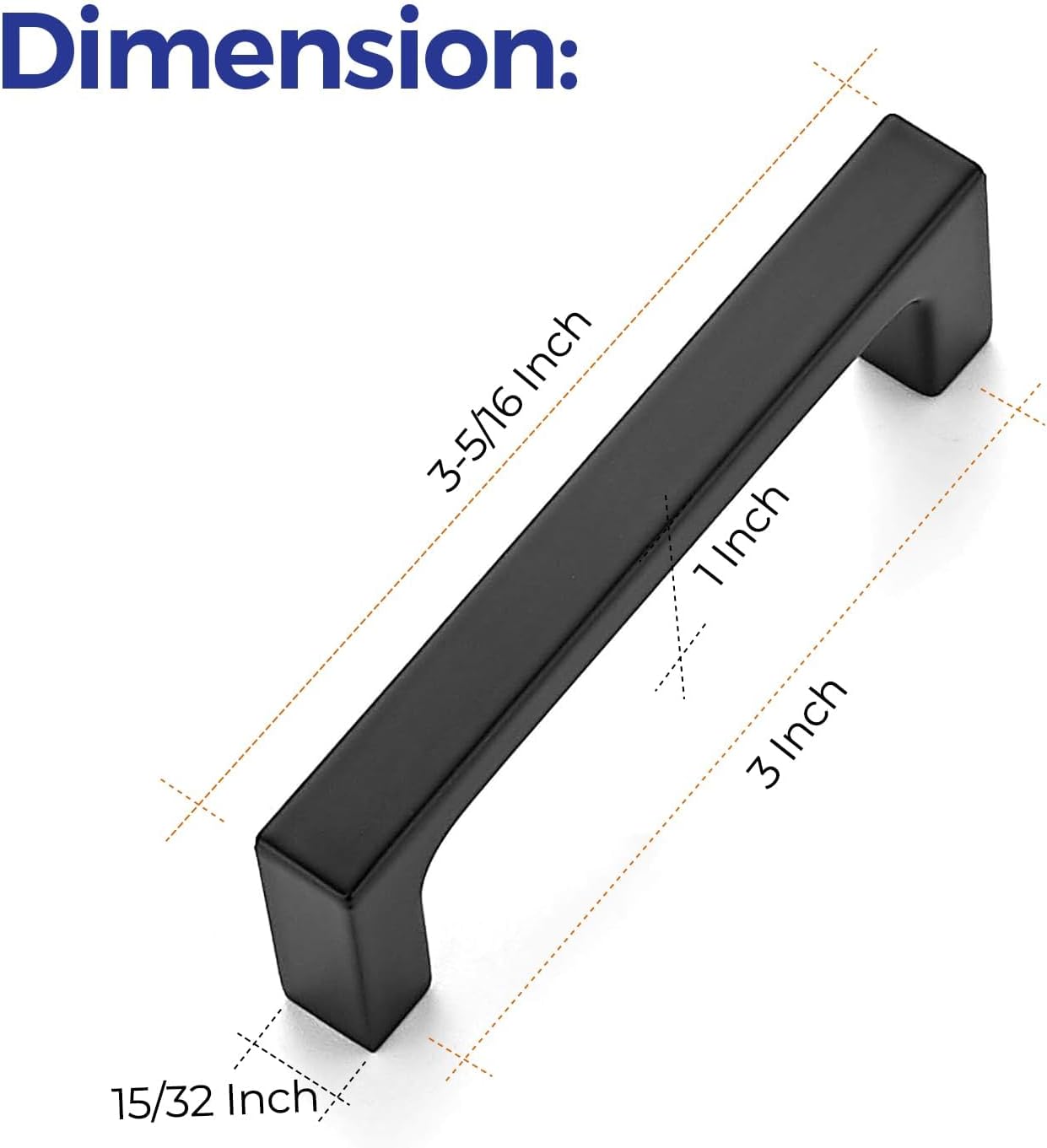Thumbnail 2 de Ravinte J100XFX76HS5 Matte Black Cabinet Pulls, 3-Inch, 5-Pack