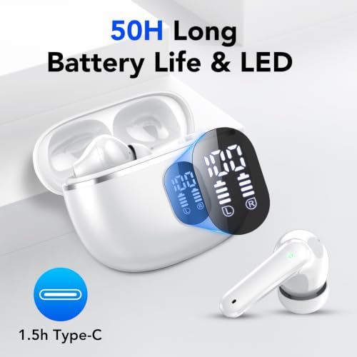 Detalle 2 de Auriculares Inalámbricos Bluetooth 5.4 IKT con 50 h, ANC ENC y IPX7 — 4 HD Mic, graves profundos, ajuste cómodo