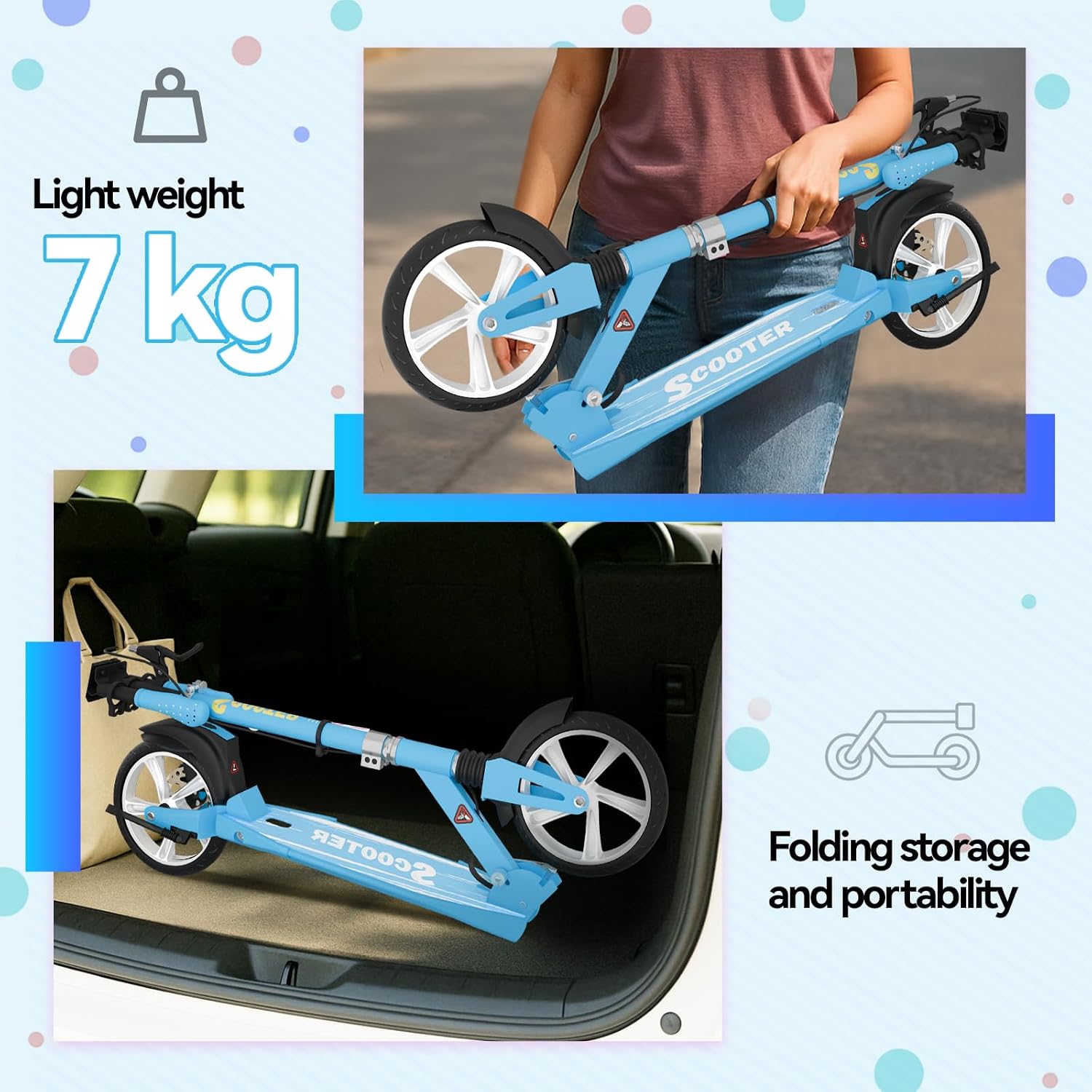 Thumbnail 5 de MEE GOO Erwachsenen Scooter – Scheibenbremse, Doppel-Stoßdämpfer, 200mm PU-Räder, ABEC-7, Deck 46x13,5 cm