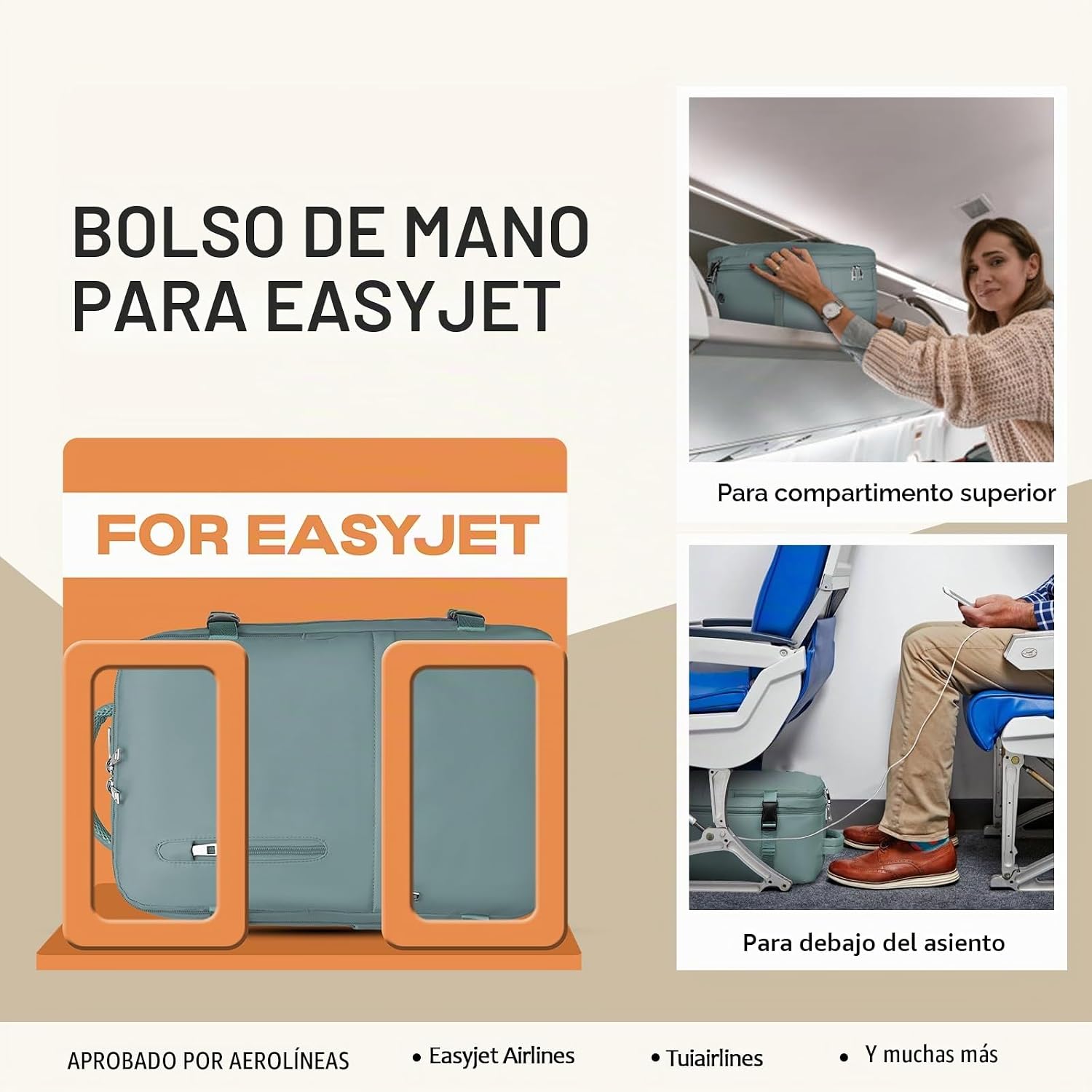 Thumbnail 1 de Xkdoai Mochila de Cabina 45x36x20 cm para EasyJet – Impermeable, 1ª clase en organización y comodidad