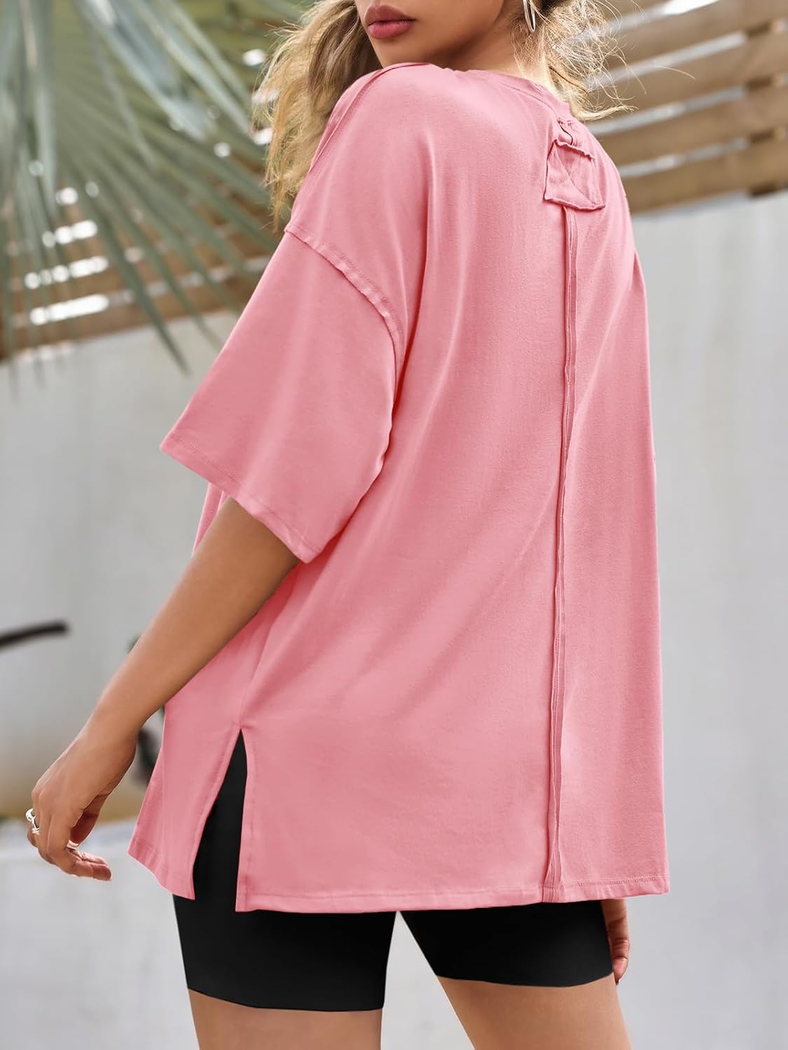 Detalle de Tankaneo Women's Oversized Tee Shirt: Summer Casual, Side Slit, Loose Fit