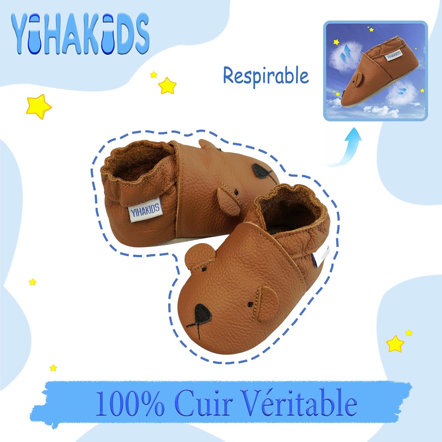 Detalle 2 de YIHAKIDS Chaussures Bébé Cuir Souple 0-6 mois