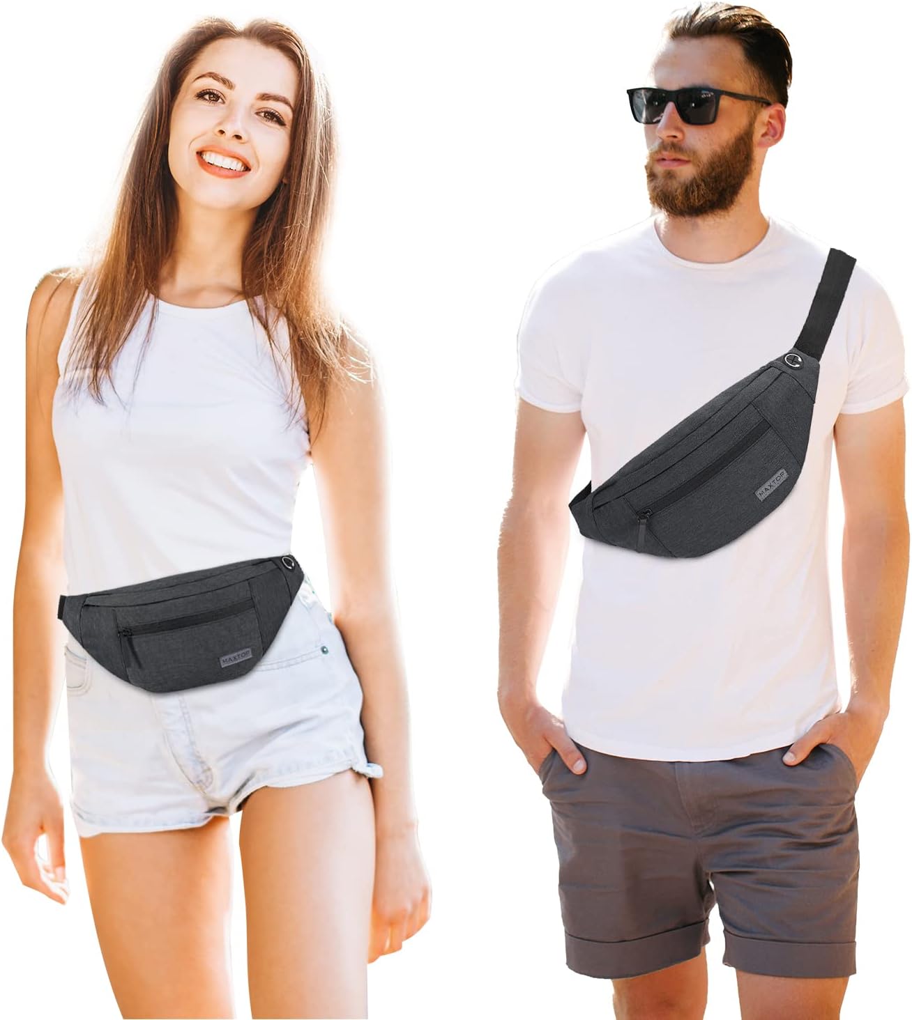 Detalle 2 de MAXTOP Large Bumbag Waist Fanny Pack with Headphone Jack and 4-Zipper Pockets