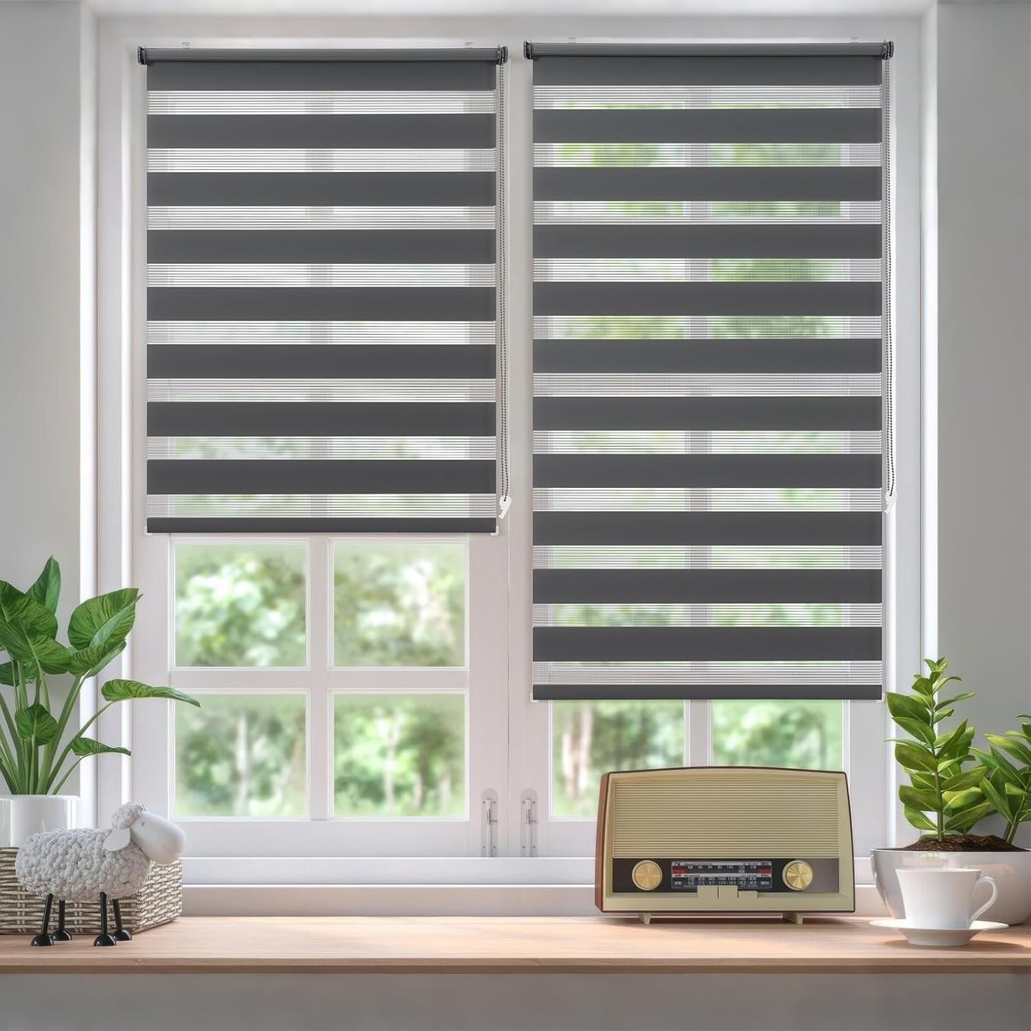Thumbnail 1 de Sekey Doppelrollo Klemmfix ohne Bohren für Fenster (85 cm) – Duo Jalousie Sonnenschutz in Dunkelgrau