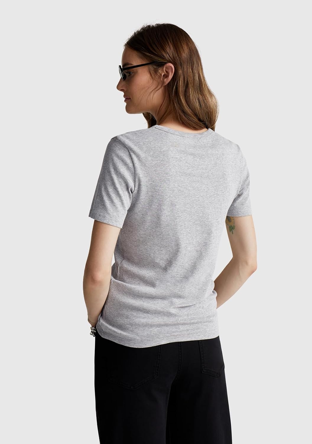 Detalle 2 de Benetton Damen Basic T-Shirt 100% Baumwolle