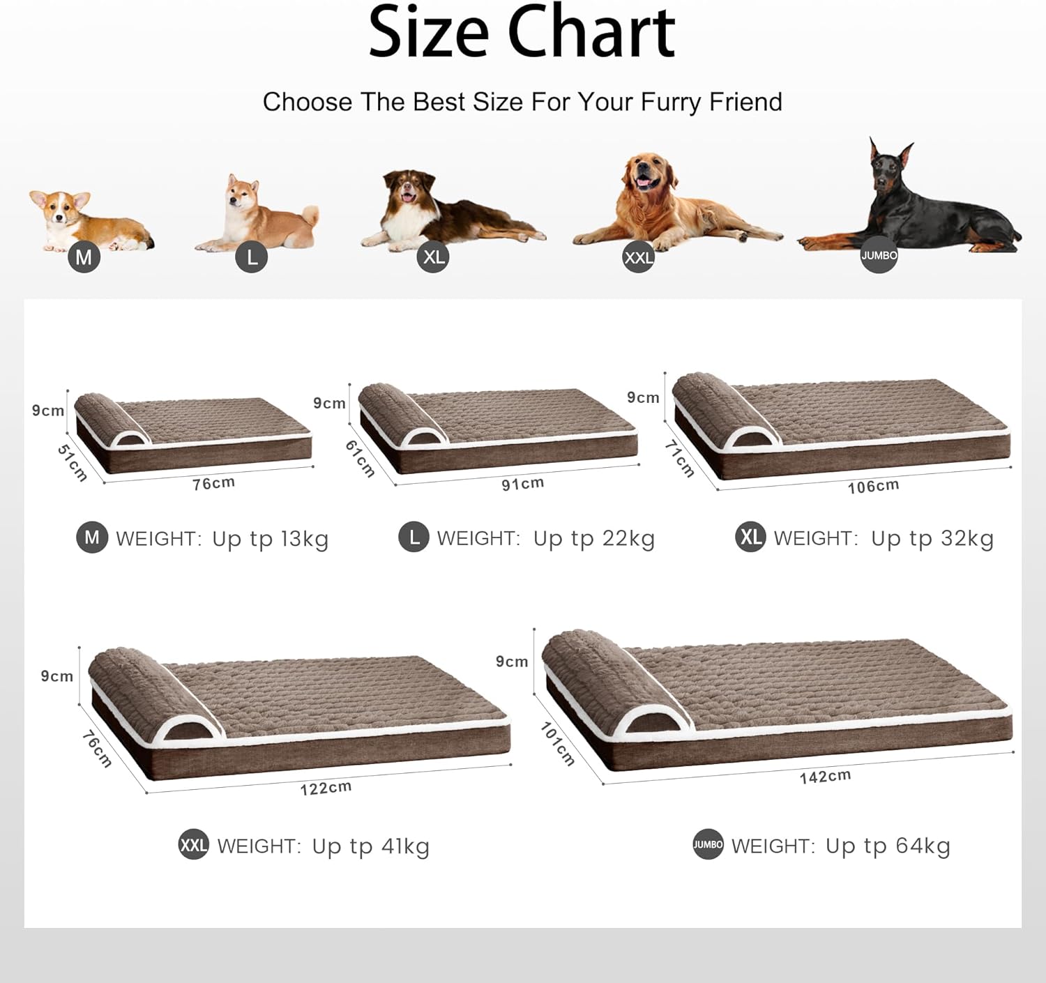 Thumbnail 6 de Jolibean Orthopedic XL Dog Bed 106x71cm – Large, Waterproof, Washable Cover