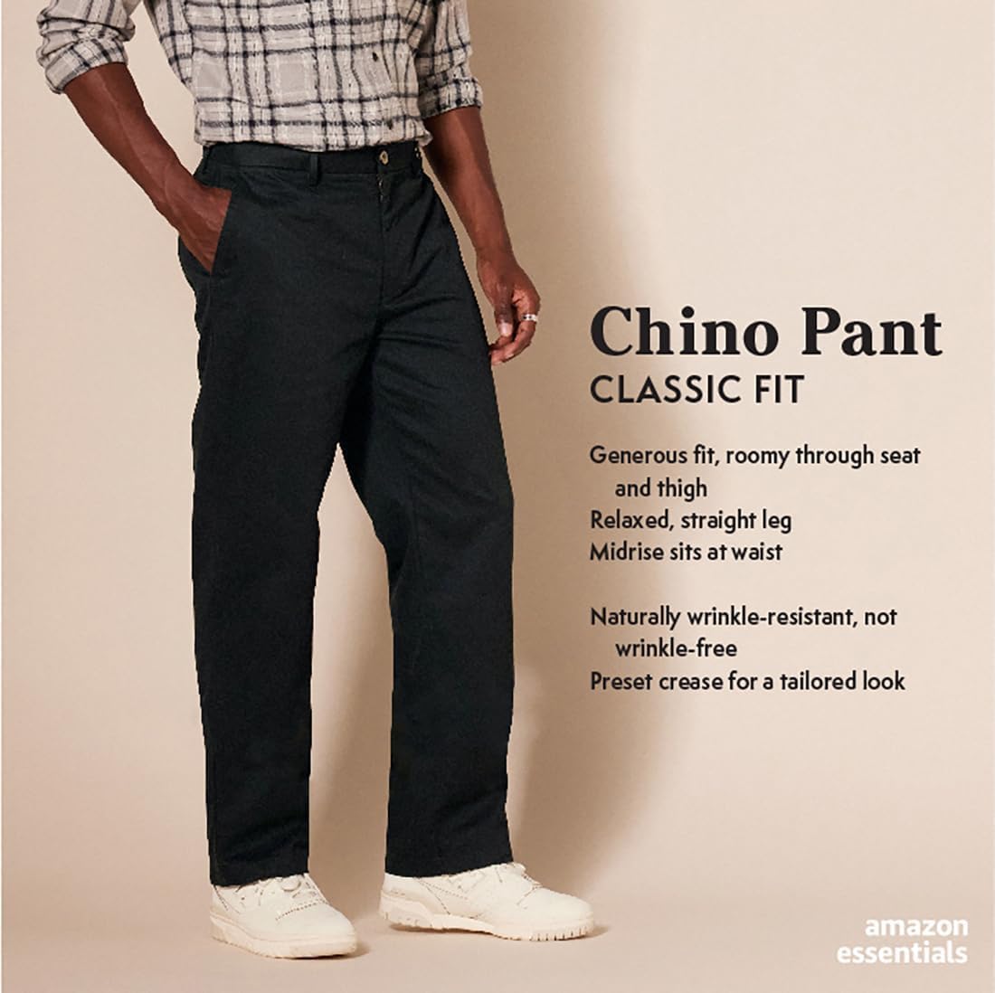 Thumbnail 1 de Amazon Essentials Men's Classic-Fit Wrinkle-Resistant Flat-Front Chino Pant (Big & Tall available)
