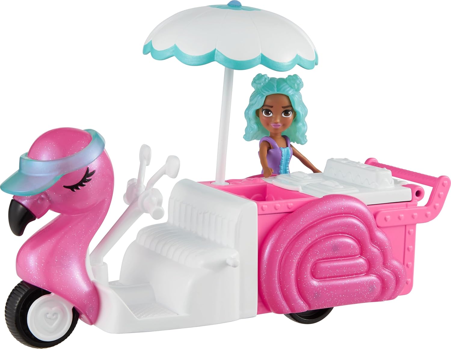 Thumbnail 3 de Ensemble de jeu Polly Pocket Flamingo Snack Cart avec poupée (7,6 cm), chiot et 17 accessoires