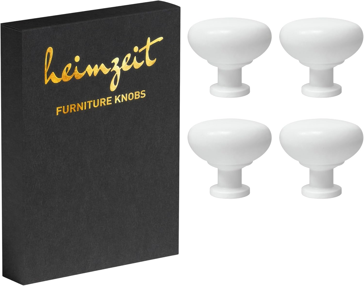 heimzeit Plain möbelknoppar i aluminium, vita och runda, Ø30 x 24 mm, 4-pack