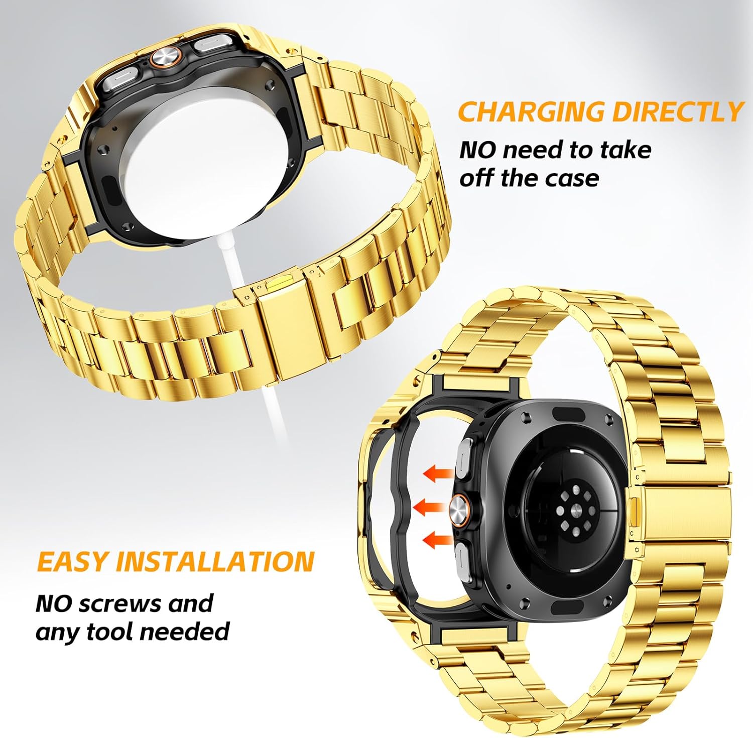 Thumbnail 3 de SUPLINK Stainless Steel Case with Band for Galaxy Watch Series (45mm/44mm/47mm) – Solid Metal Protection