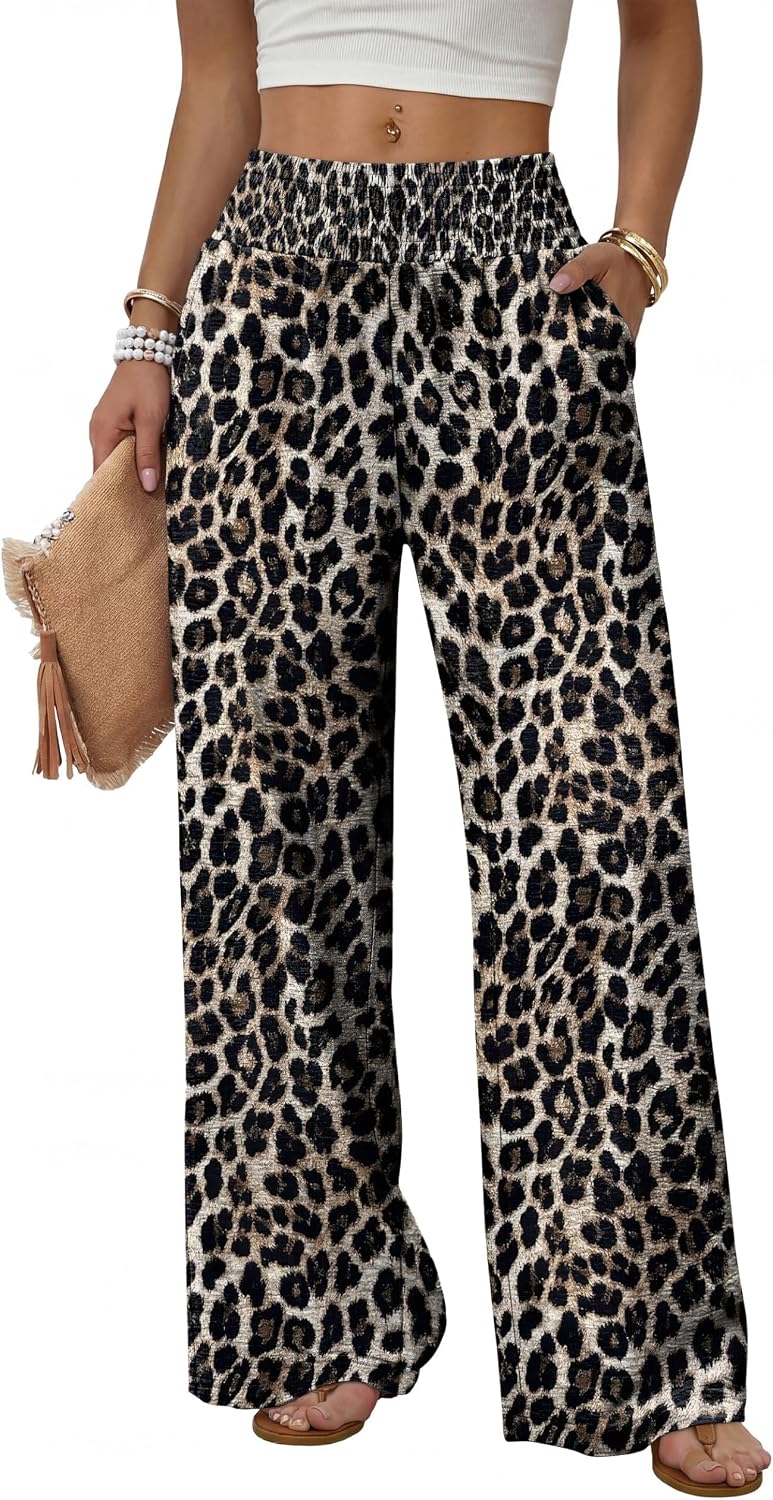 Detalle de Sampeel Wide Leg Pants for Women - High Waist Trousers with Pockets