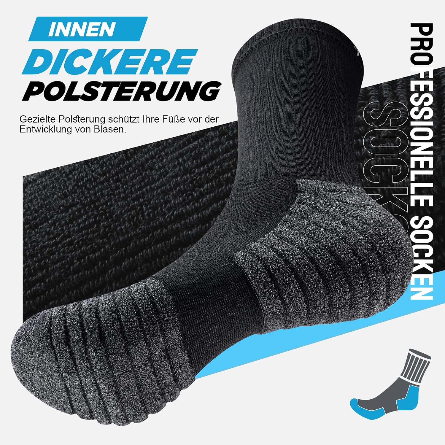 Detalle de TANSTC Sneaker Socken 6 Paar – atmungsaktive Baumwoll-Laufsocken mit verstärkter Frotteesohle