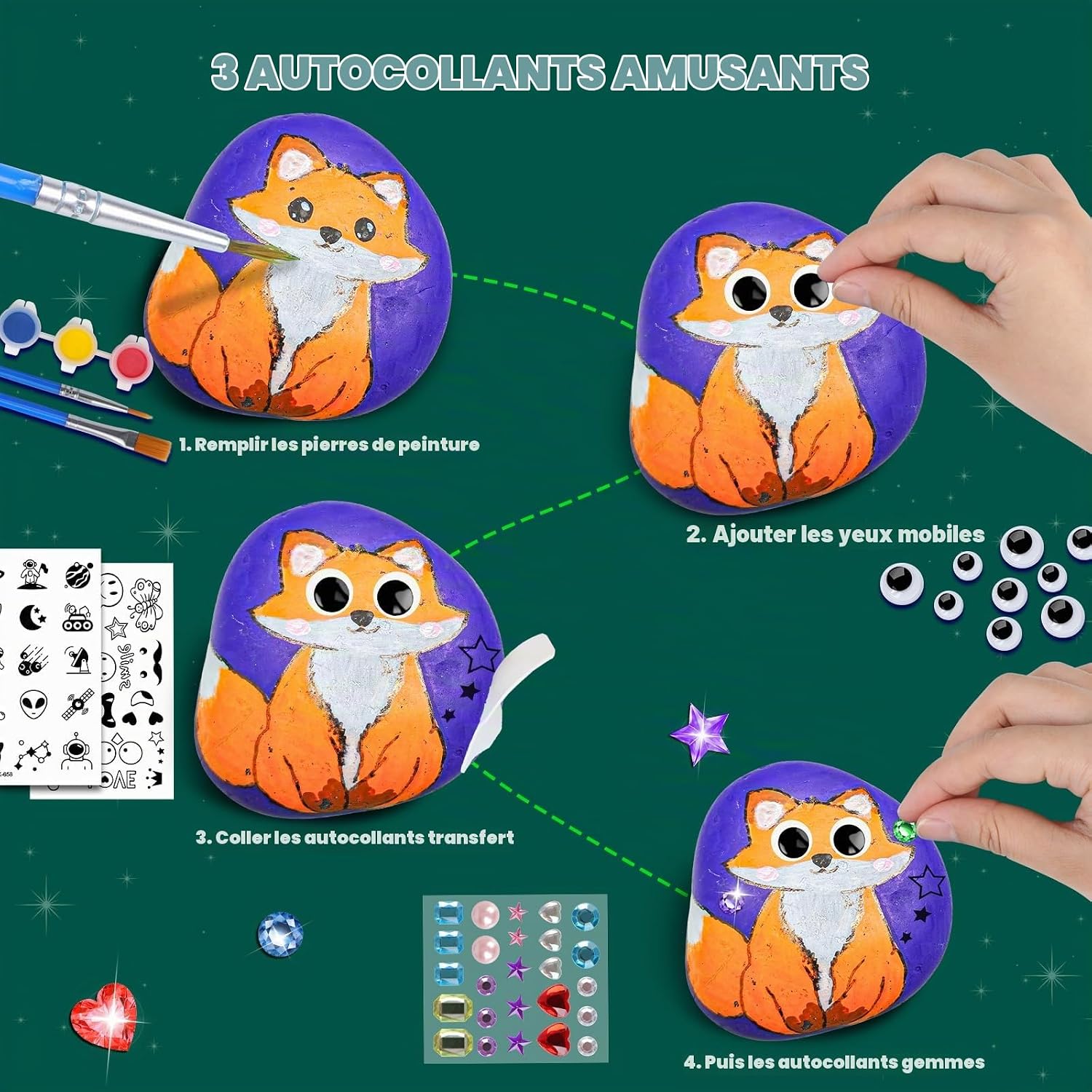 Detalle de EPUMP HHTZ01-VINE-1 steenschilderset voor kinderen met lichtgevende verf