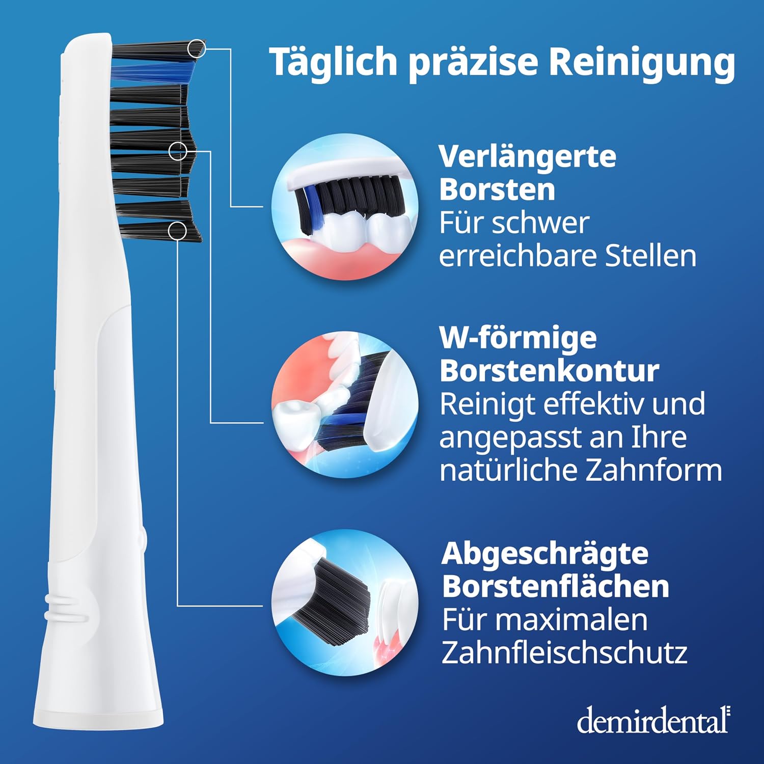 Detalle 2 de demirdental Aufsteckbürsten für Pulsonic 10er Pack 🪥