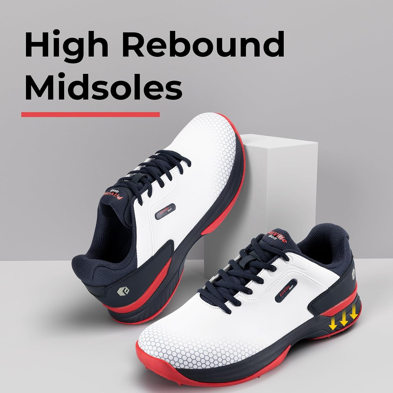 Detalle de FitVille Mens Golf Shoes: Extra Wide, Water-Resistant and Non-Slip for Outdoor Training