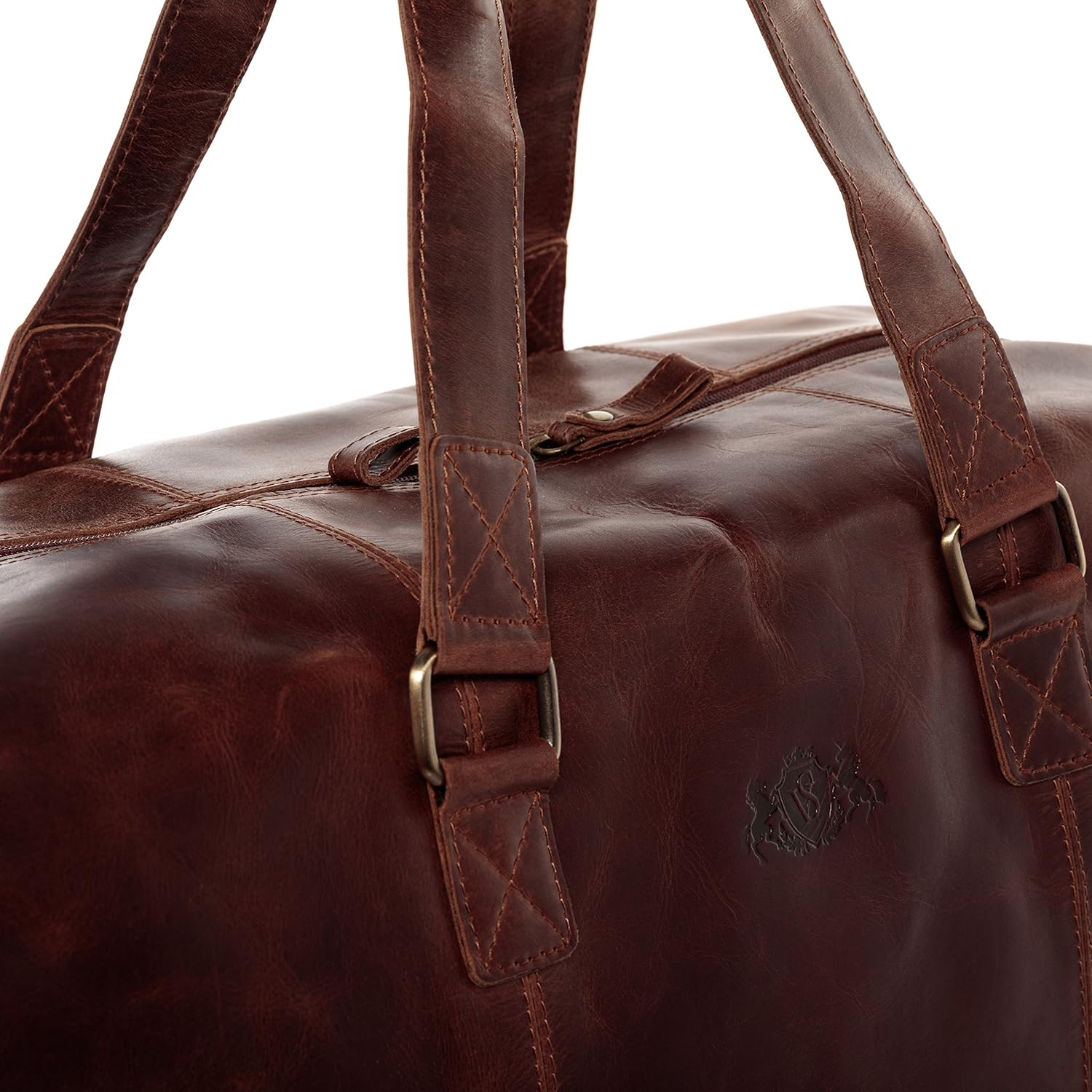 Detalle de SID & VAIN Travel Bag Holdall Yale Large Duffel: Real Leather Weekender for Any Adventure