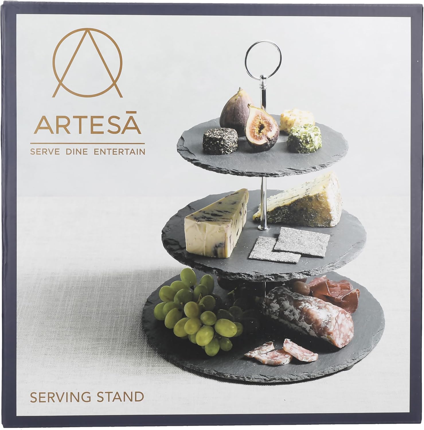 Detalle de Artesa Set de Service à Gâteau en Ardoise à Trois Étages – 28,5 × 34,5 cm – Boîte Cadeau
