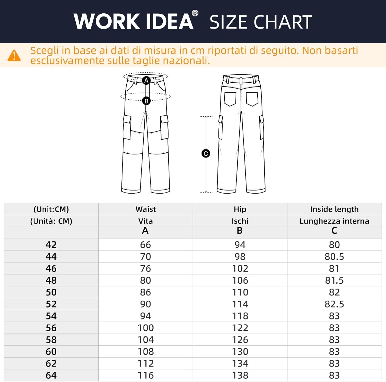 Detalle de WORK IDEA Pantaloni da Lavoro da Uomo in Stretch con Numerose Tasche e Tasche per Attrezzi