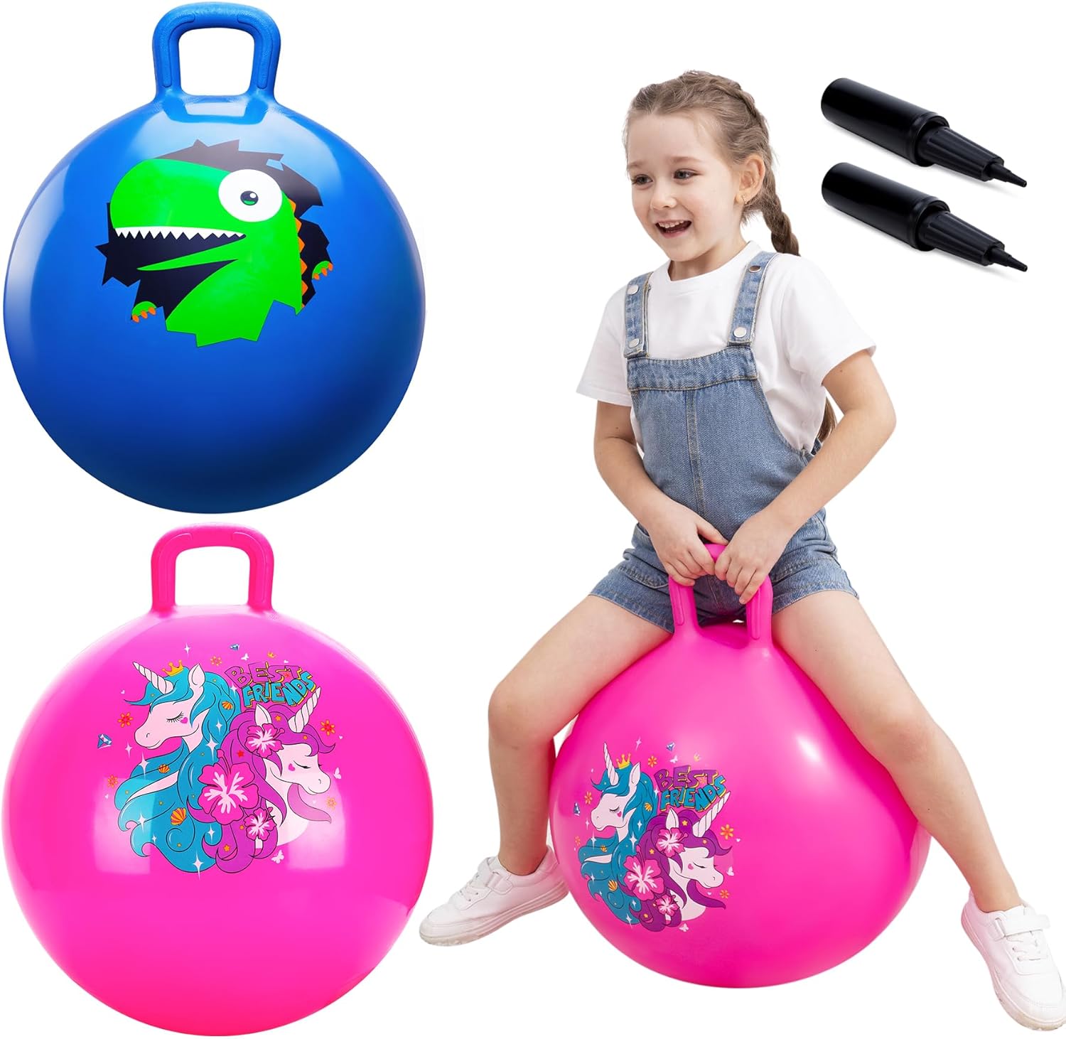 Thumbnail 6 de U&C Planet 2er-Set Hüpfball „Hopperbälle“ mit Griff (3–8 Jahre) – Space Hopper für drinnen & draußen