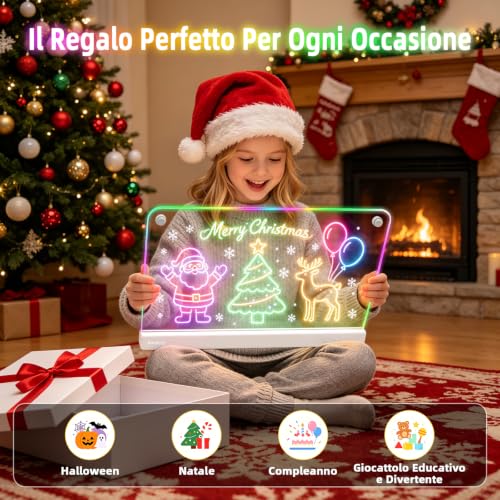 Detalle 2 de Awatty Lavagna da Disegno a LED (Bianca) – creatività luminous con supporto e kit completo