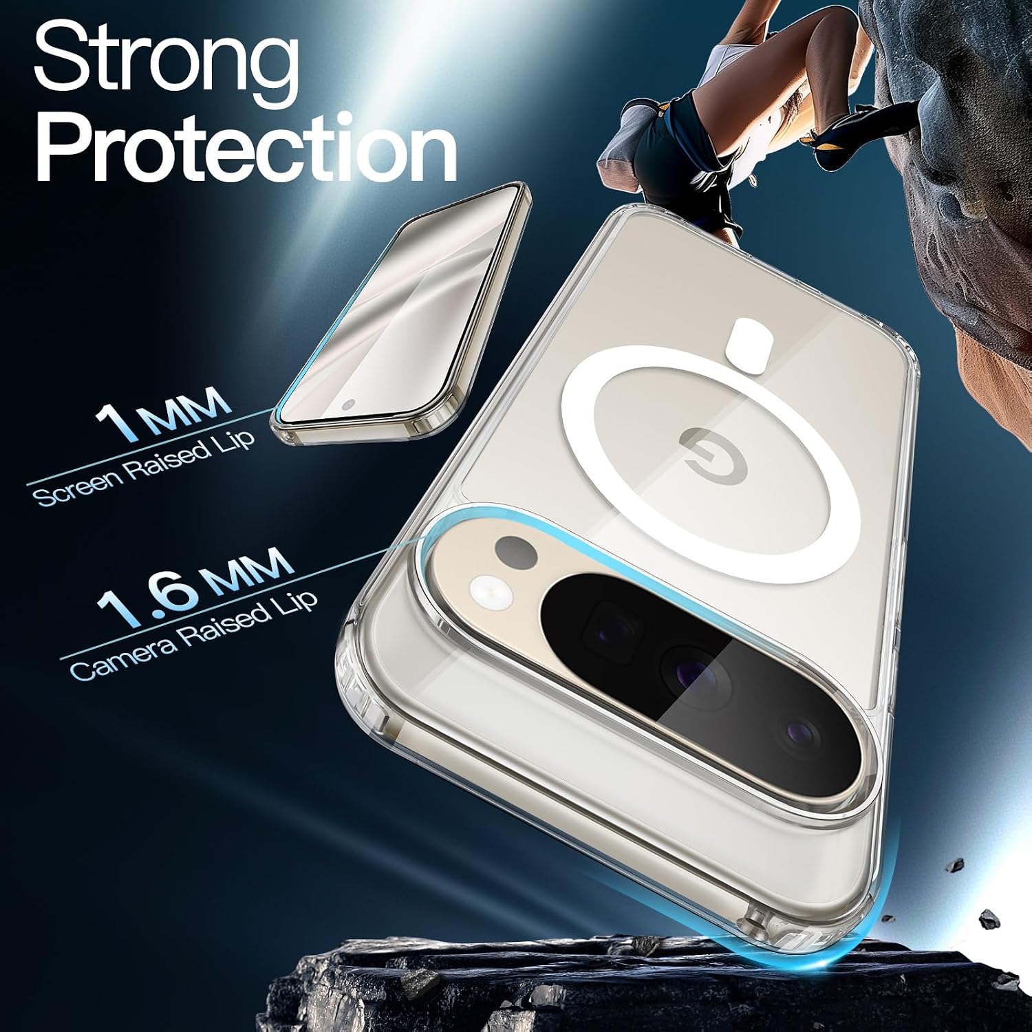 Detalle de JETech Cover Magnetica Trasparente per Google Pixel 10/10 Pro 2025 – Compatibile MagSafe e Pixelsnap