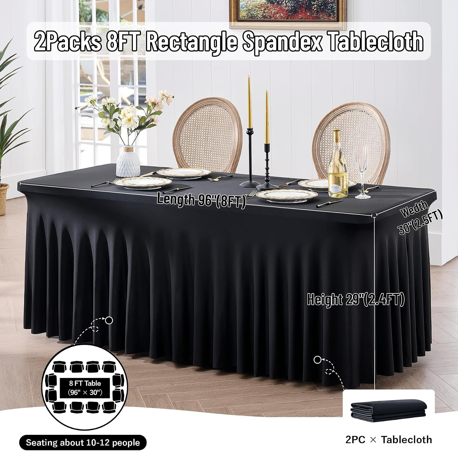 Detalle 2 de Leegleri Black spandex tablecloth 8ft