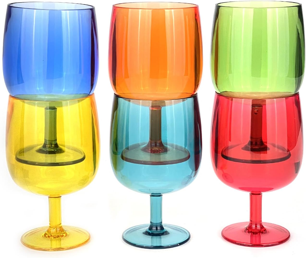 Detalle 2 de Yalin TG138 set van 6 stapelbare glazen in acryl, meerkleurig