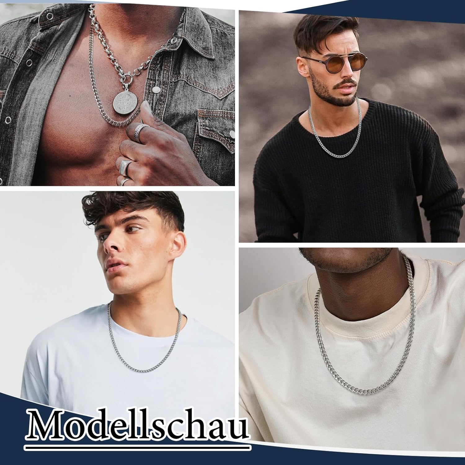 Thumbnail 4 de Sohn Geschenke Halskette Herren Silber – Kuba/Edelstahlkette mit 316L, 6 mm Breite, 50 cm