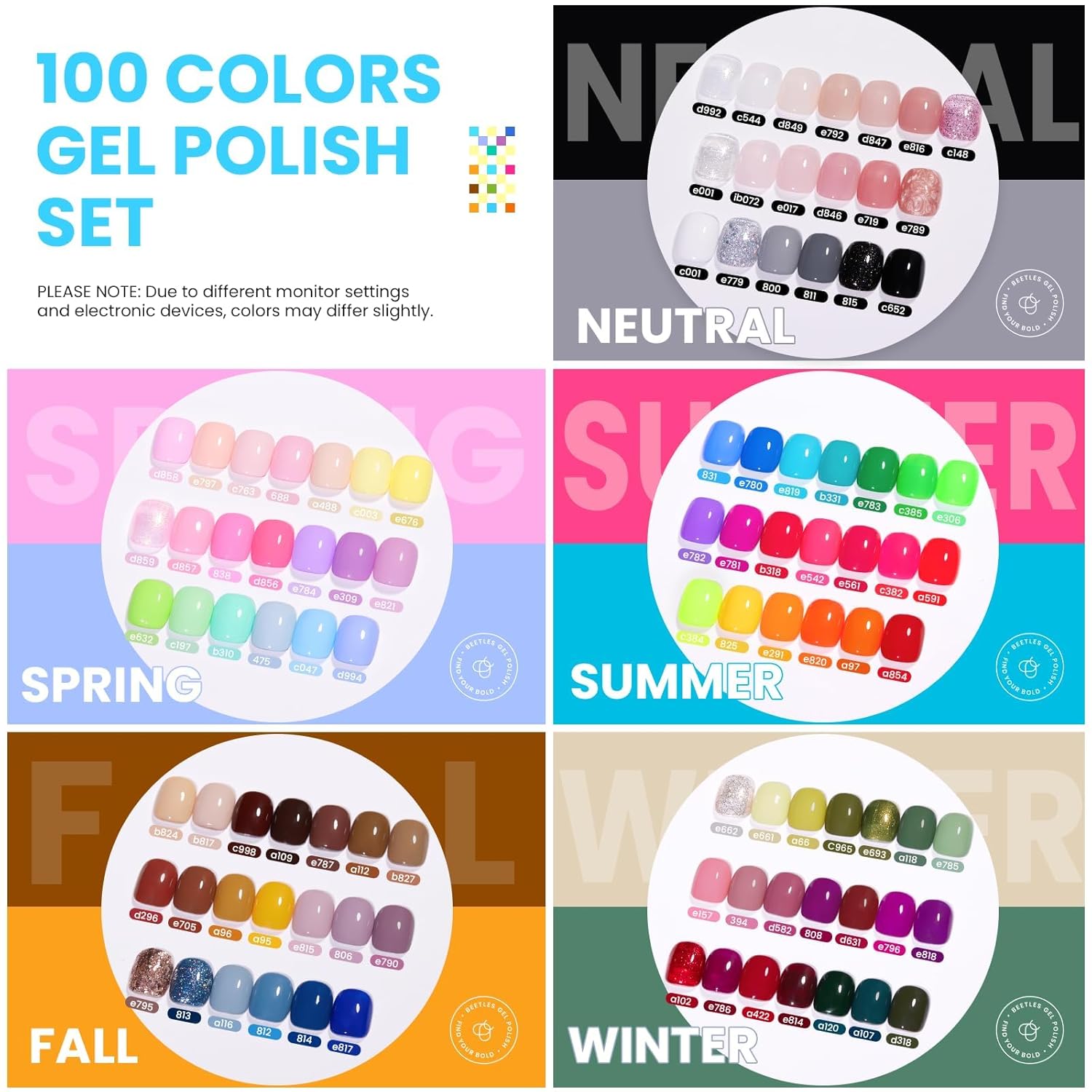 Thumbnail 1 de Beetles 110 PCS Gel Nail Polish Set 💅